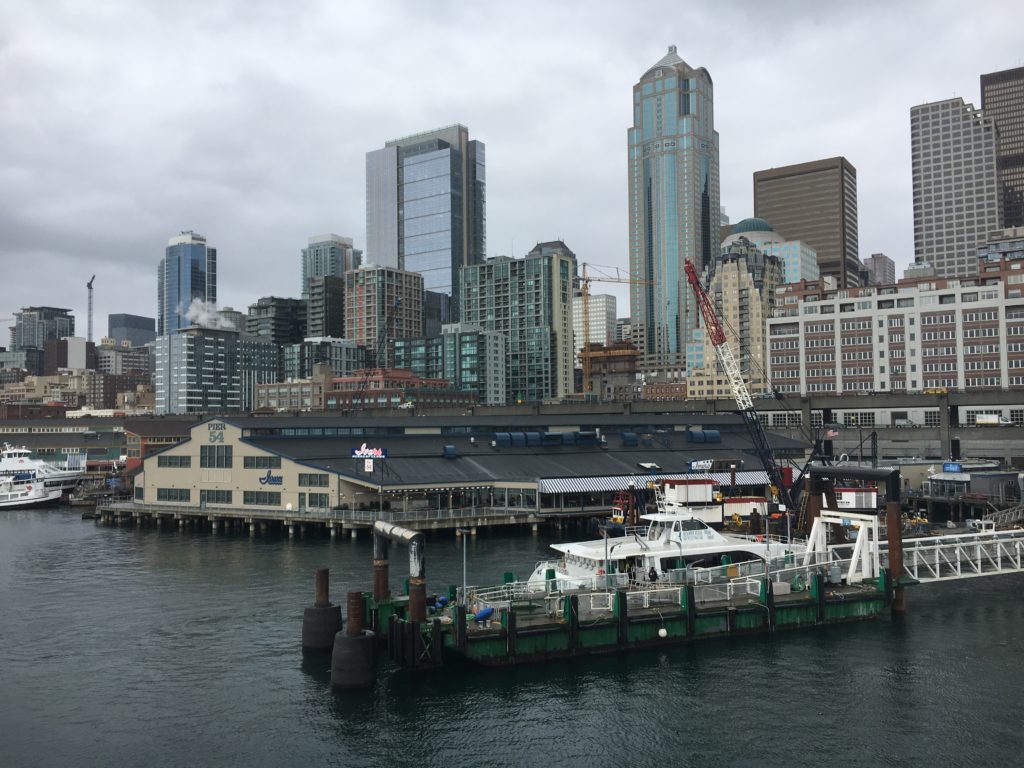 Seattle skyline from deck of Bainbridge ferry